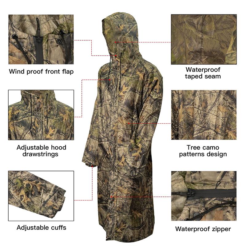 Camouflage Rain Coat Adult Lon - Fishing Rain Suit 评论和价格